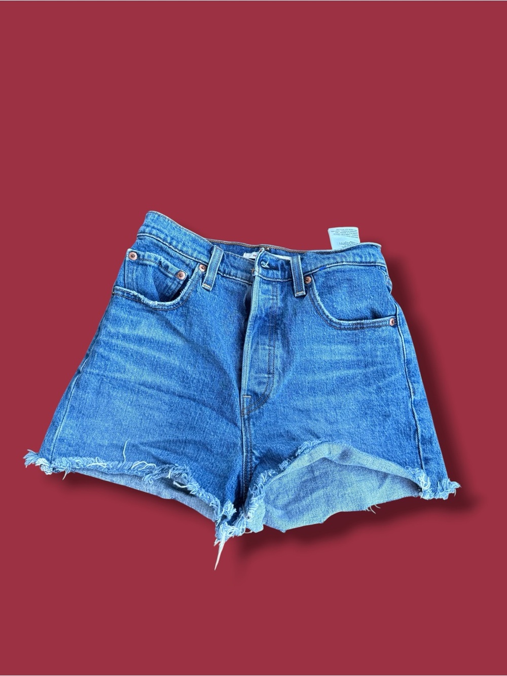 Classic Blue High-Rise Denim Cutoff Shorts